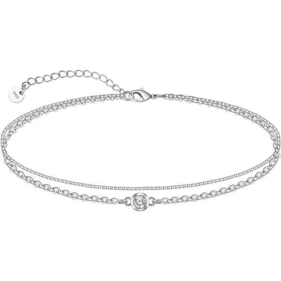 925 Sterling Silver Ankle Bracelet Multilayer Anklets for Women Satellite, Star - Picture 1 of 7